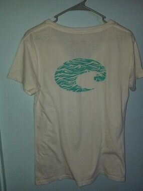 Costa V-Neck Tee Shirt with Blue Wave Design